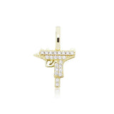 925 Sterling Silver Gun Pendant Iced Out Cubic Zirconia Hip Hop Jewelry