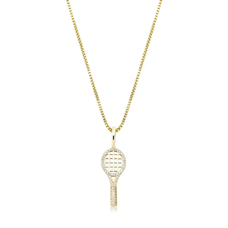 925 Silver Tennis Racket Pendant Necklace for Women