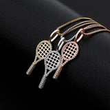 925 Silver Tennis Racket Pendant Necklace for Women