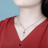 925 Silver Tennis Racket Pendant Necklace for Women