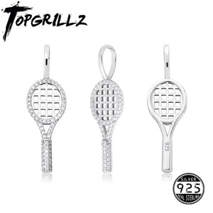925 Silver Tennis Racket Pendant Necklace for Women