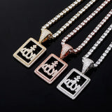 Hip Hop Pendant&Necklace Iced Out CZ Square Pendant With Chain