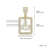Hip Hop Pendant&Necklace Iced Out CZ Square Pendant With Chain