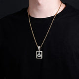 Hip Hop Pendant&Necklace Iced Out CZ Square Pendant With Chain