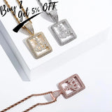 Hip Hop Pendant&Necklace Iced Out CZ Square Pendant With Chain