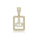 Hip Hop Pendant&Necklace Iced Out CZ Square Pendant With Chain