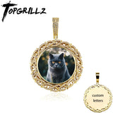 Micro Pave CZ Round Pendant Photo Necklace for Anniversary