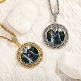 Micro Pave CZ Round Pendant Photo Necklace for Anniversary
