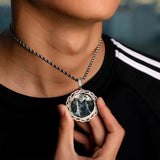 Micro Pave CZ Round Pendant Photo Necklace for Anniversary