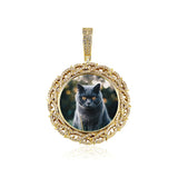Micro Pave CZ Round Pendant Photo Necklace for Anniversary