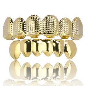 Silver Hip Hop Rock Teeth Grillz Top & Bottom Grill