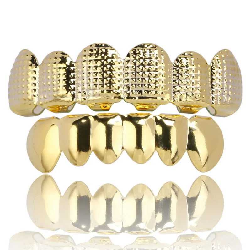Silver Hip Hop Rock Teeth Grillz Top & Bottom Grill