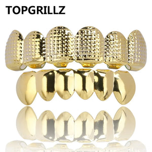 Silver Hip Hop Rock Teeth Grillz Top & Bottom Grill