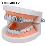 Silver Hip Hop Rock Teeth Grillz Top & Bottom Grill