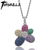 Flower Pendant Necklace with Tennis Chain for Couple