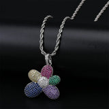 Flower Pendant Necklace with Tennis Chain for Couple