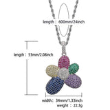 Flower Pendant Necklace with Tennis Chain for Couple