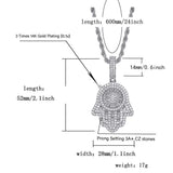 Hip Hop Rock Hand Pendant Necklace with Tennis Chain