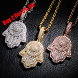 Hip Hop Rock Hand Pendant Necklace with Tennis Chain