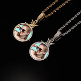 Personalized Angel Iced Micro Pave CZ Round Pendant
