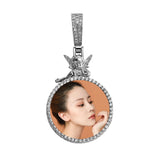 Personalized Angel Iced Micro Pave CZ Round Pendant