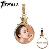 Personalized Angel Iced Micro Pave CZ Round Pendant