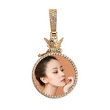 Personalized Angel Iced Micro Pave CZ Round Pendant