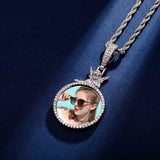 Personalized Angel Iced Micro Pave CZ Round Pendant