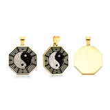 Stainless Steel Taiji-Bagua Pendant Necklace with Zirconia