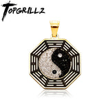 Stainless Steel Taiji-Bagua Pendant Necklace with Zirconia