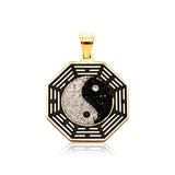 Stainless Steel Taiji-Bagua Pendant Necklace with Zirconia