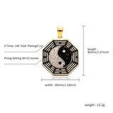 Stainless Steel Taiji-Bagua Pendant Necklace with Zirconia