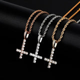 Upside Down CROSS Pendant Iced Out Zirconia Necklace Hip Hop Jewelry