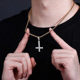 Upside Down CROSS Pendant Iced Out Zirconia Necklace Hip Hop Jewelry