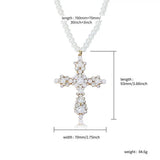 Vintage Pearl Necklace with CZ Cross Pendant