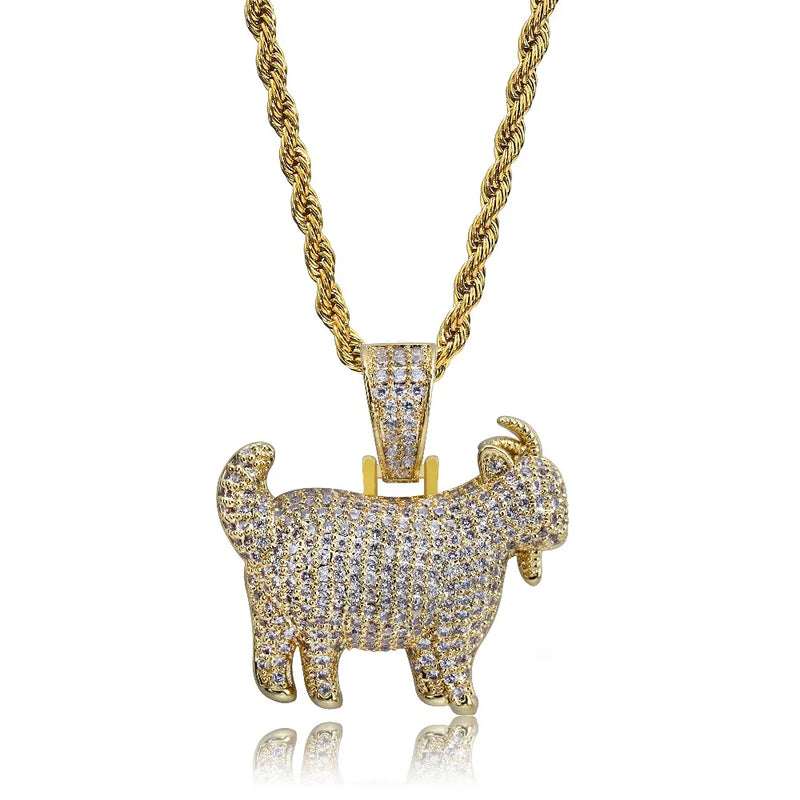 Goat Animal Pendant Necklace Charms Hip Hop Jewelry
