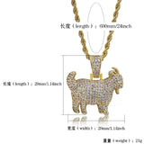 Goat Animal Pendant Necklace Charms Hip Hop Jewelry