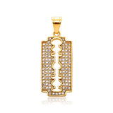 Stainless Steel Razor Pendant Necklace with Zirconia Hip Hop Jewelry