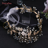 Rhinestone Bridal Hair Accessories Golden Wedding Flower Headband