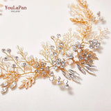 Rhinestone Bridal Hair Accessories Golden Wedding Flower Headband