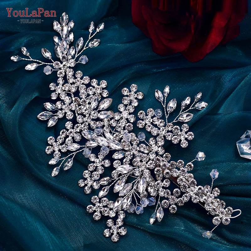 Bridal Wedding Tiara Rhinestone Headwear Crystal Hair Clip