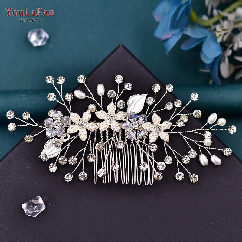 Bridal Hair Comb Rhinestone Pearl Wedding Hair Accessory for Bride