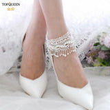 TOPQUEEN L04 Lace Beaded Anklet For Women Pearl Dance Anklet