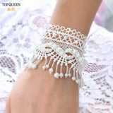 TOPQUEEN L04 Lace Beaded Anklet For Women Pearl Dance Anklet
