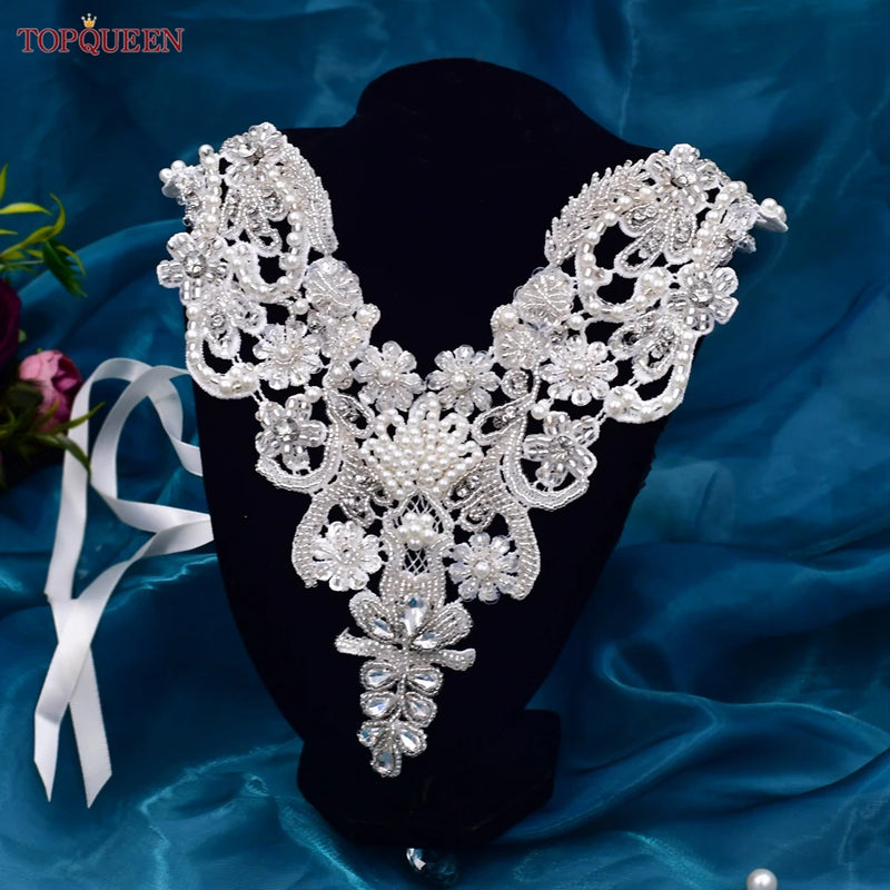 TOPQUEEN SG16 Pearl Choker Beaded Bridal Necklace Plus Size Bead Choker