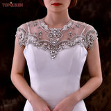 TOPQUEEN SG31 Beaded Embroidery Wedding Dress Rhinestone Shawl