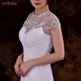TOPQUEEN SG31 Beaded Embroidery Wedding Dress Rhinestone Shawl