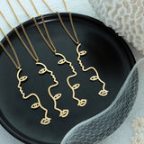Stainless Steel Face Pendant Necklace Personality Sweater Chain