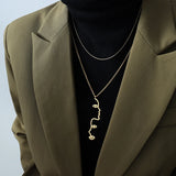 Stainless Steel Face Pendant Necklace Personality Sweater Chain