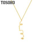 Stainless Steel Face Pendant Necklace Personality Sweater Chain